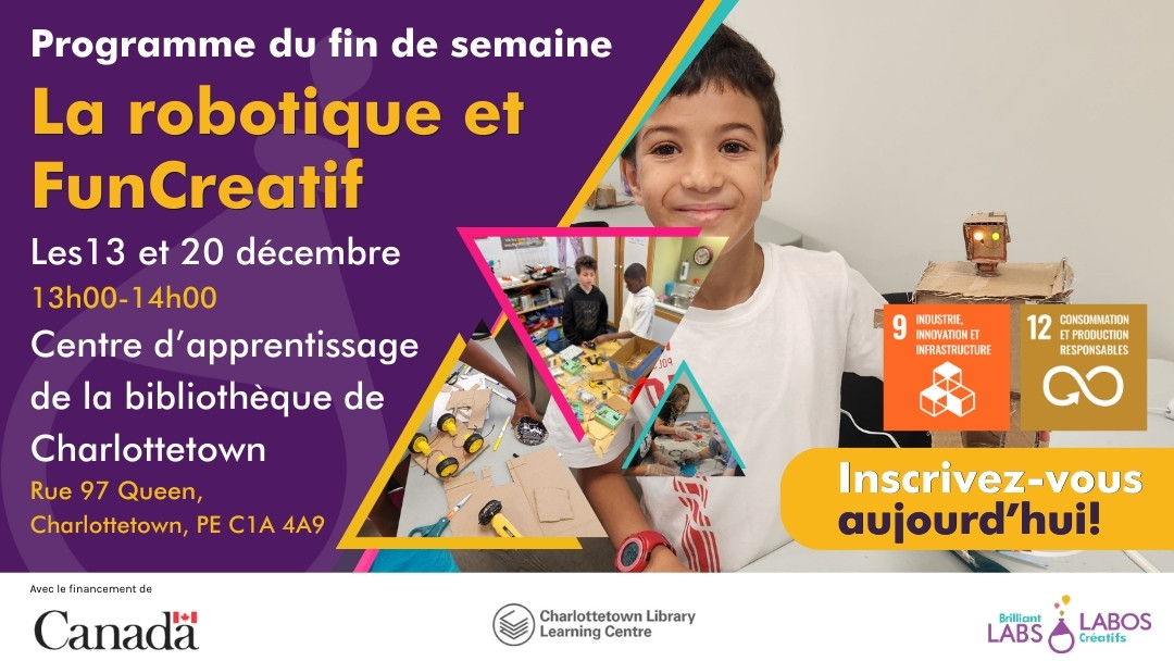 Affiche présentant le programme au Centre d’apprentissage de la bibliothèque de Charlottetown