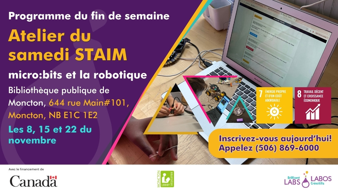 Affiche présentant le programme de Bibliothèque publique de Moncton